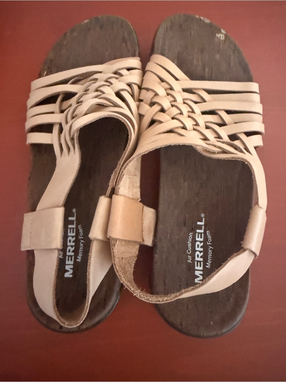 Merrell District Mahana Tan Leather Woven Slingback Sandals Size 8